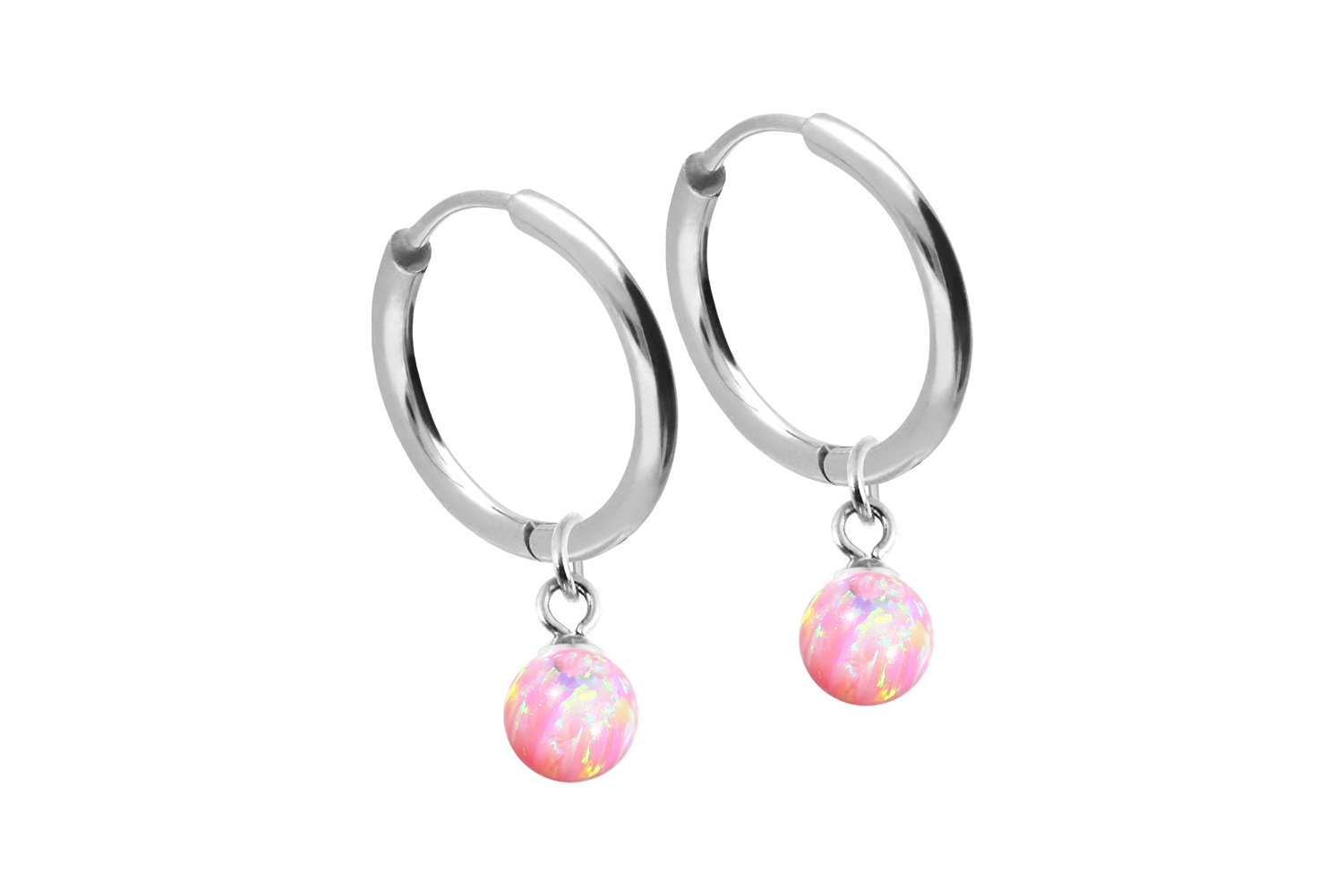 Chirurgenstahl Ohrclicker Creolen SYNTHETISCHER OPAL von Piercingline